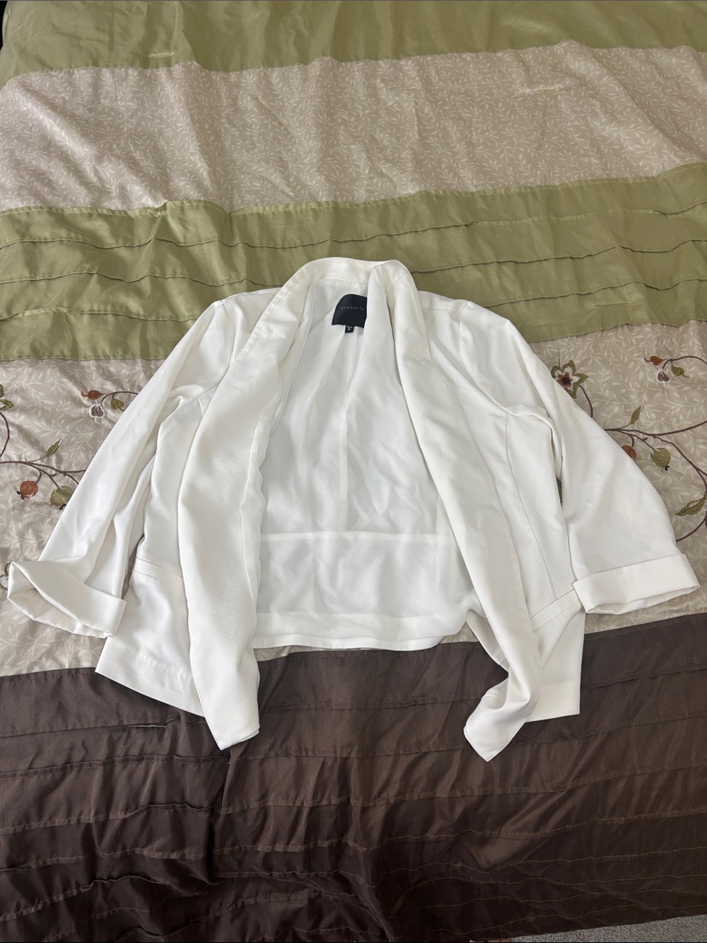 Dynamite White Draped Open-Front Blazer